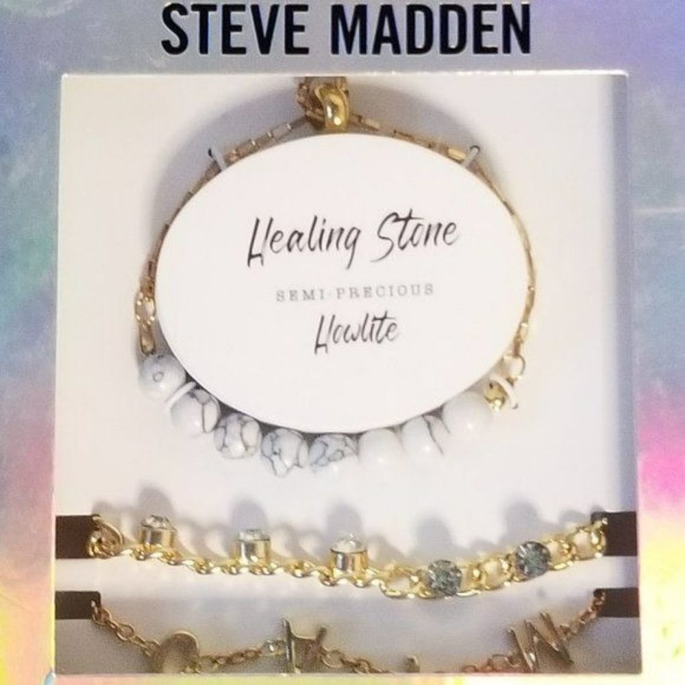 Steve Madden Boxed Semi Precious Howlite Bracelet Set NWT